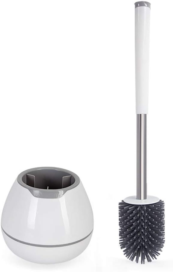 BOOMJOY Toilet Brush and Holder Set, Silicone Toilet Bowl Cleaner Brush, Bathroom Cleaning Bowl B... | Amazon (US)