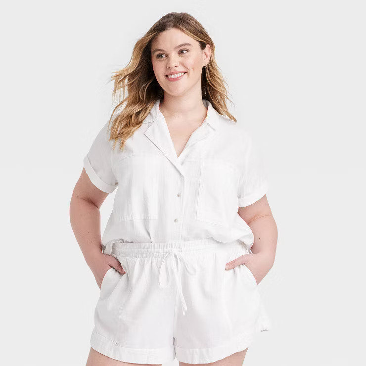 Women's Linen Short Sleeve Button-Down Shirt - Universal Thread™ | Target