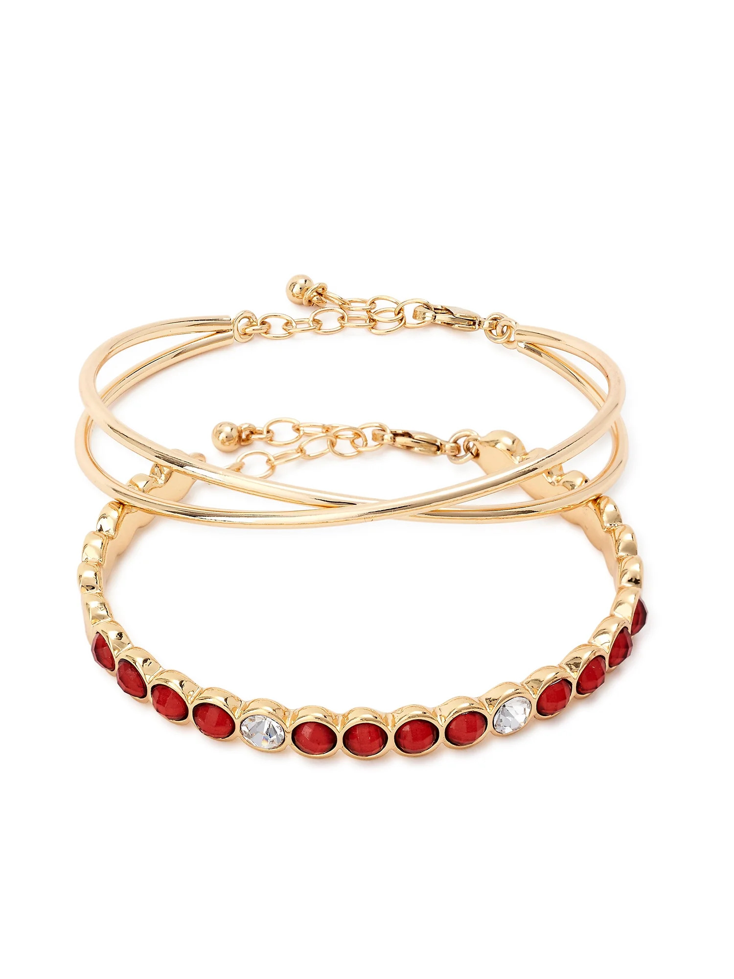 Sofia Jewelry by Sofia Vergara Women's Orange Stone Bangle Bracelet, Set of 2 | Walmart (US)