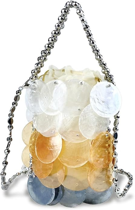 Women Fashion Shell Woven Handbag Chic Shell Beach Bag Beaded Chain bag for Summer Travel Beach P... | Amazon (US)