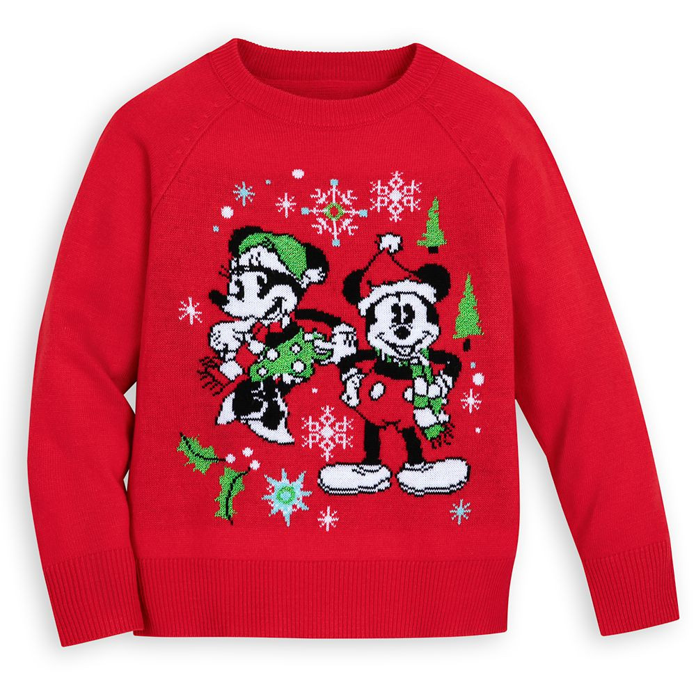 Mickey and Minnie Mouse Holiday Pullover Sweater for Girls | Disney Store