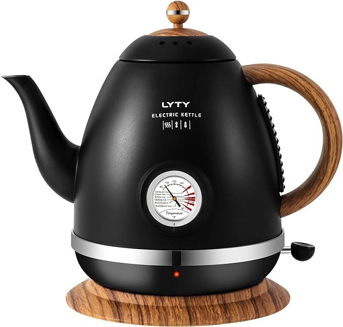 Electric Kettle with Thermometer Stainless Steel 1.5L 1000W Gooseneck Pour Over Coffee Tea Kettle... | Amazon (US)
