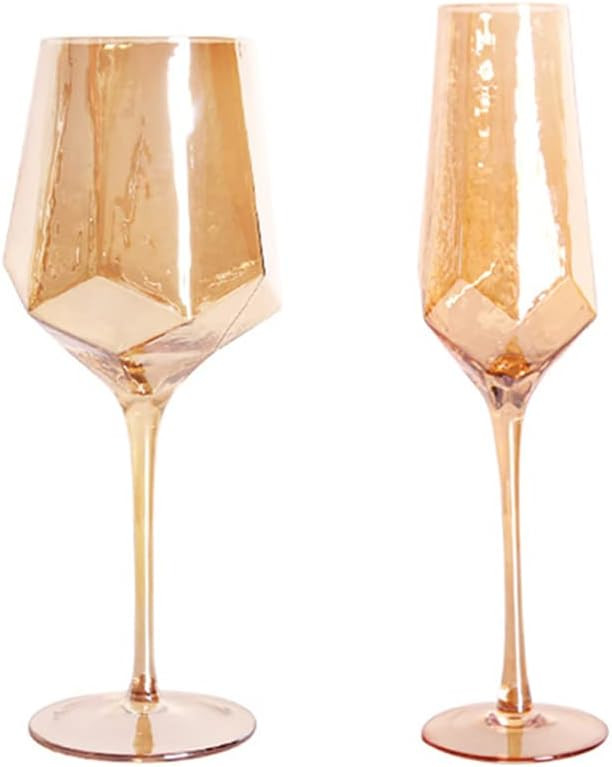 Vintage Amber Wine Glasses Set Of 2 Long Stem Wine Glasses Champagne Flutes Goblet Glass Lead-Fre... | Walmart (US)
