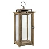 Stonebriar 18 Inch Rustic Wooden Candle Hurricane Lantern, For Table Top, Mantle, Wall Hanging, o... | Amazon (US)