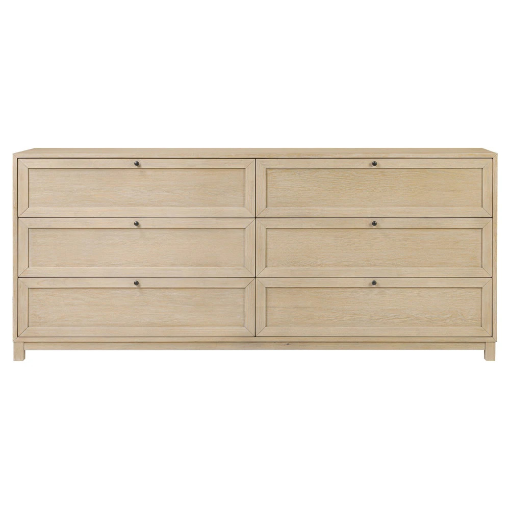 Clarence Modern Classic Light Bleached Oak Double Dresser | Kathy Kuo Home