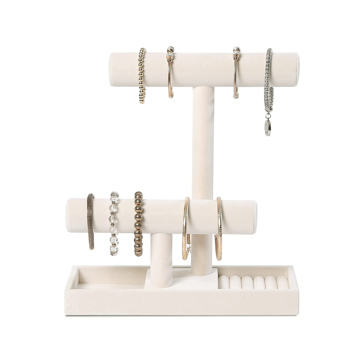 ByKen Multi-Functional 2 Tier Jewelry Holder,Necklace Bracelet Holder with Earrings Rings Tray,Je... | Amazon (US)
