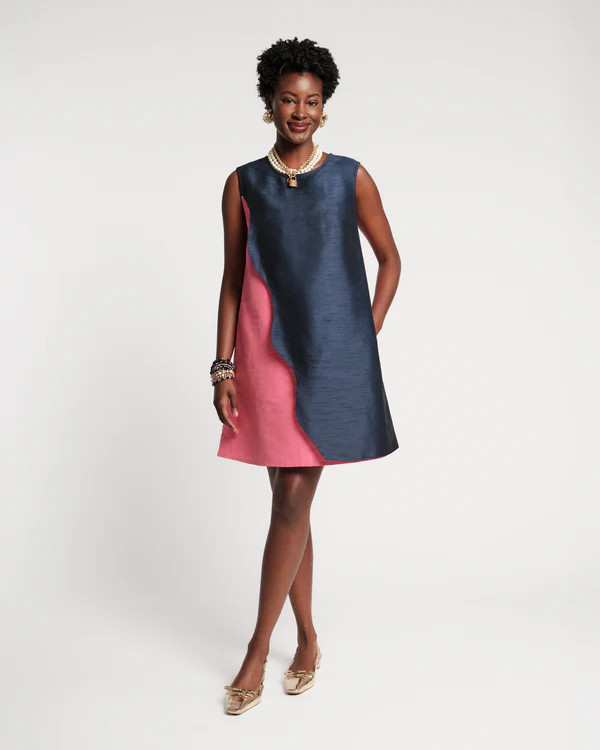 Wave Mini Dress - Navy/Pink | Frances Valentine