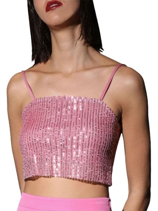 Walter Baker City Sequin Rose Chellie Embellished Crop Top on SALE | Saks OFF 5TH | Saks Fifth Avenue OFF 5TH