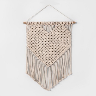 24" x 18" Heart Macrame Wall Tapestry White - Opalhouse™ | Target