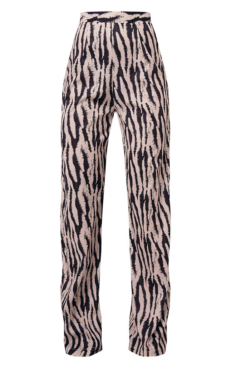 Black Zebra Print Wide Leg Pants | PrettyLittleThing US