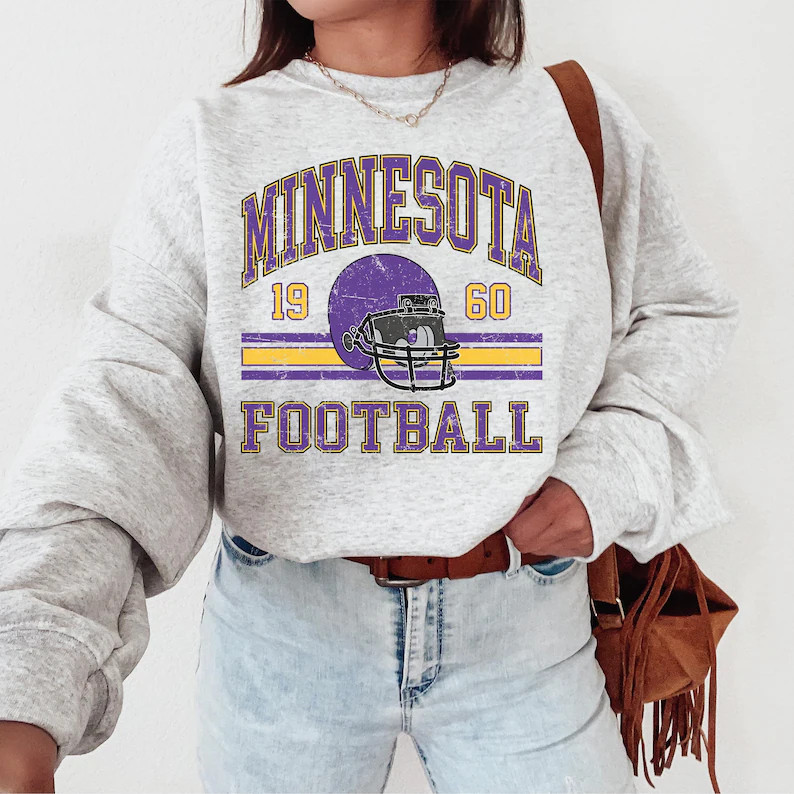 Vintage Minnesota Sweatshirt, Football Gift For Women, Retro Football Game Sweater, Sport Crewnec... | Etsy (Global)