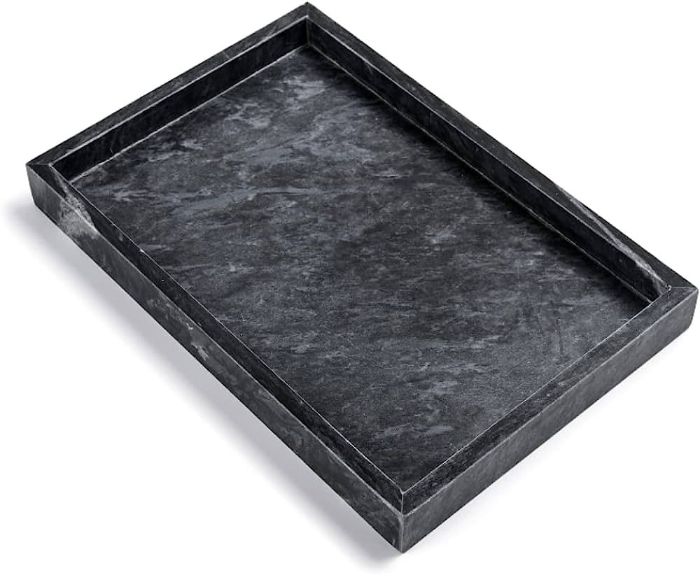Moreast Black Marble Tray, Stone Bathroom Tray, Decorative Holder for Tissrue, Candle, Soap, Towe... | Amazon (US)
