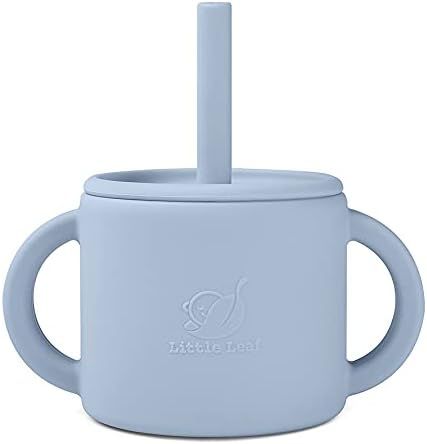 Little Leaf Silicone Baby Cup - 6 OZ Weighted Straw Sippy Cups for Baby - Grippy Handles & Remova... | Amazon (US)