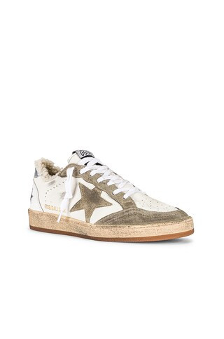 Golden Goose Ball Star Sneaker in White, Taupe, & Silver from Revolve.com | Revolve Clothing (Global)