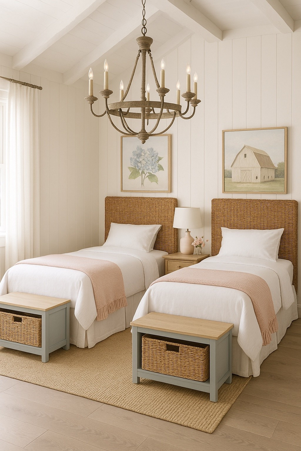 ✨💗 Create a warm, welcoming space your little ones will love to grow in. This charming farmhouse kids’ room blends soft blush, calming blues, and natural textures to bring comfort and style together beautifully.

Perfect for siblings or sleepovers, each bed features thoughtful details like woven headboards, soft throws, and storage benches for all their treasures 🧺💫


#FarmhouseStyle #CozyKidsRoom #SharedBedroomGoals #BlushAndBlue #InteriorInspo #HomeThatHugs #StorageWithStyle #WovenWonder #ShopTheLook

#LTKStyleTip #LTKKids #LTKHome