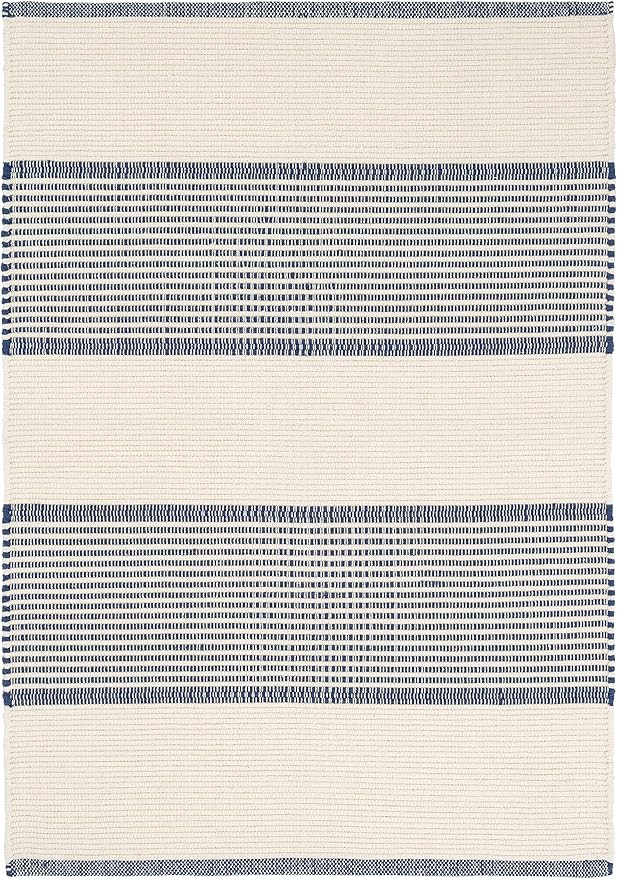 Dash and Albert La Mirada Cotton Area Rug - 6' x 9' Navy - Striped Handwoven Accent Rug - Durable... | Amazon (US)