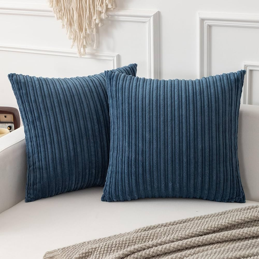 Kevin Textile Throw Pillow Covers Soft Corduroy Decorative Set of 2 Boho Striped Pillow Covers Pi... | Amazon (US)