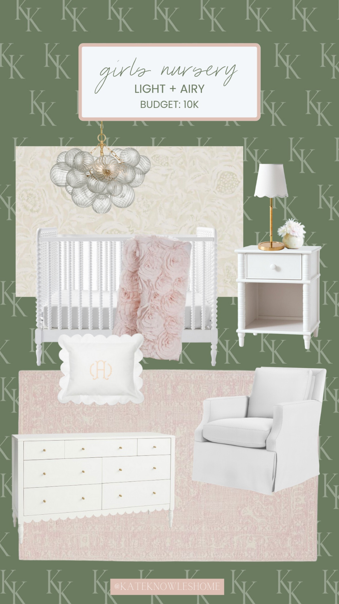Baby Girls Light & Airy Nursery / Classic Nursery / Crib / Nursery Furniture / Nursery Inspiration / Glider / Traditional Nursery / Blush Nursery / Wallpaper in Nursery / Dresser / Changing Table 

#LTKhome #LTKFind #LTKbaby