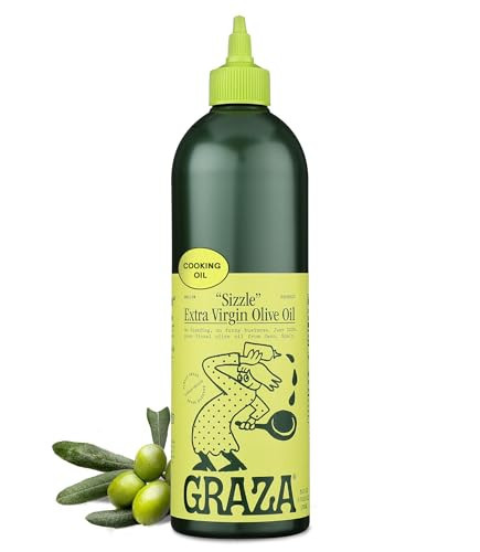 Graza Sizzle Extra Virgin Olive Oil, Cooking Oil - High Polyphenol Peak Harvest EVOO Cooking Oil in a Squeeze Bottle - Single Origin Olive Oils from Spain - 25.3 Fl Oz (750ml) | Amazon (US)