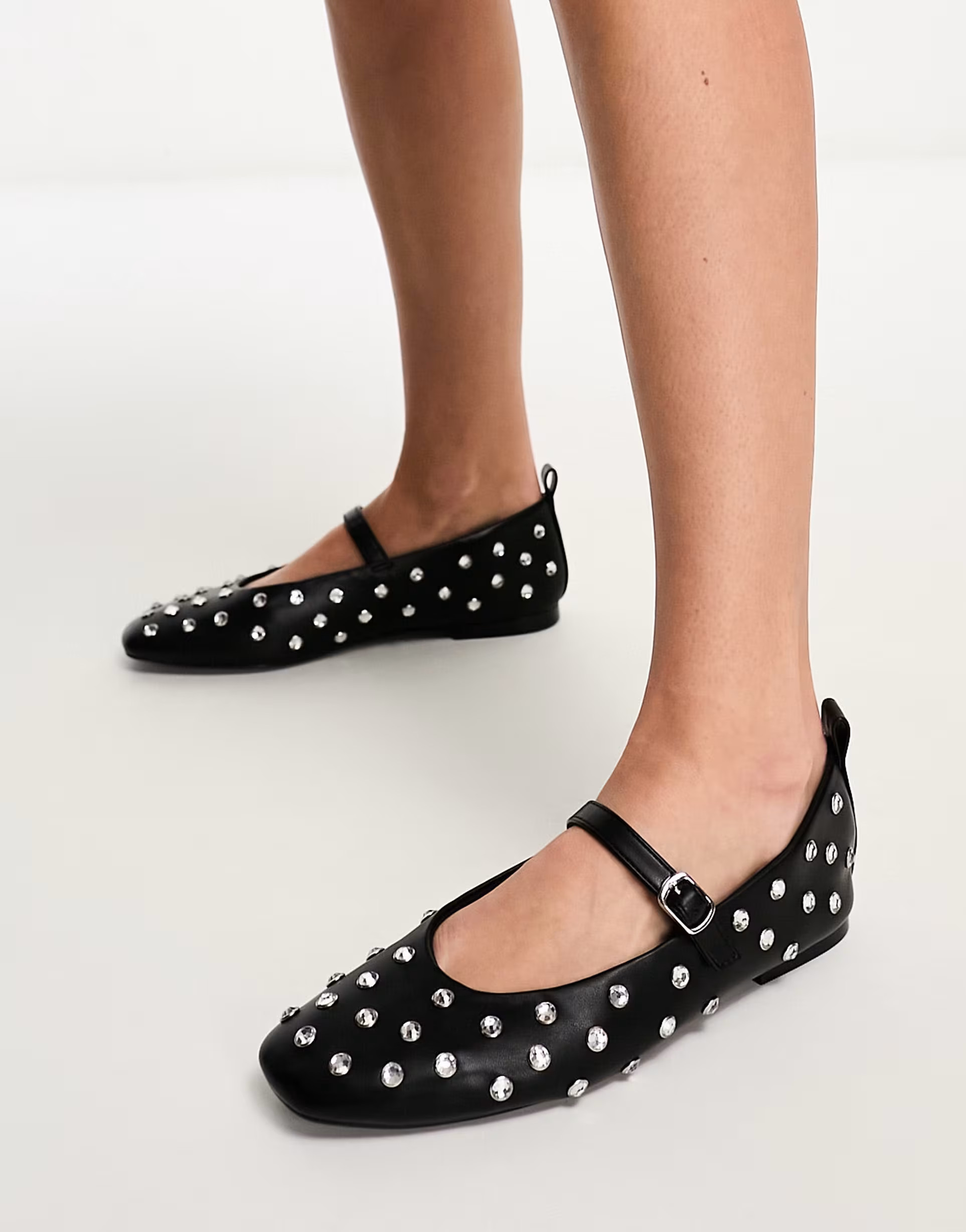 Stradivarius studded ballet pump in black | ASOS (Global)