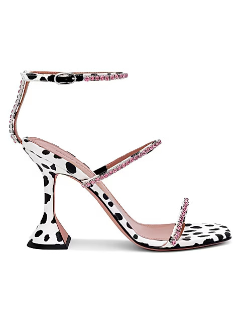 Gilda Crystal-Embellished Dalmation-Print Satin Sandals | Saks Fifth Avenue