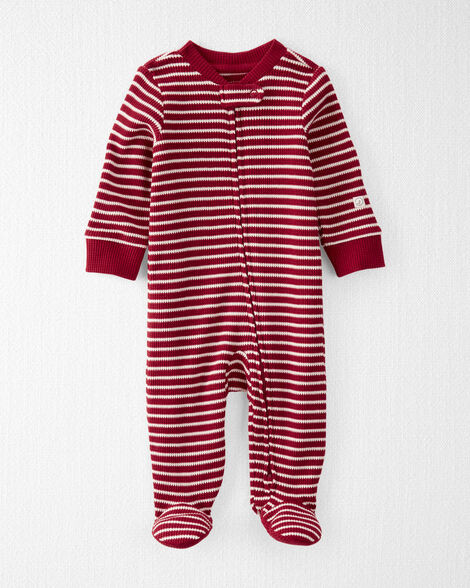 Baby Organic Cotton Waffle Knit Striped Sleep & Play Pajamas | Carter's Inc