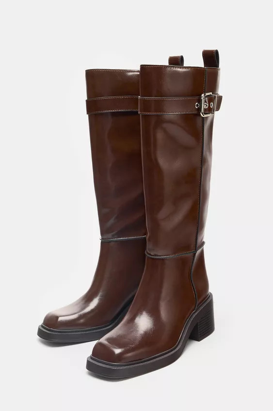 HOHER STIEFEL MIT KONTRASTNÄHTEN | Zara DE