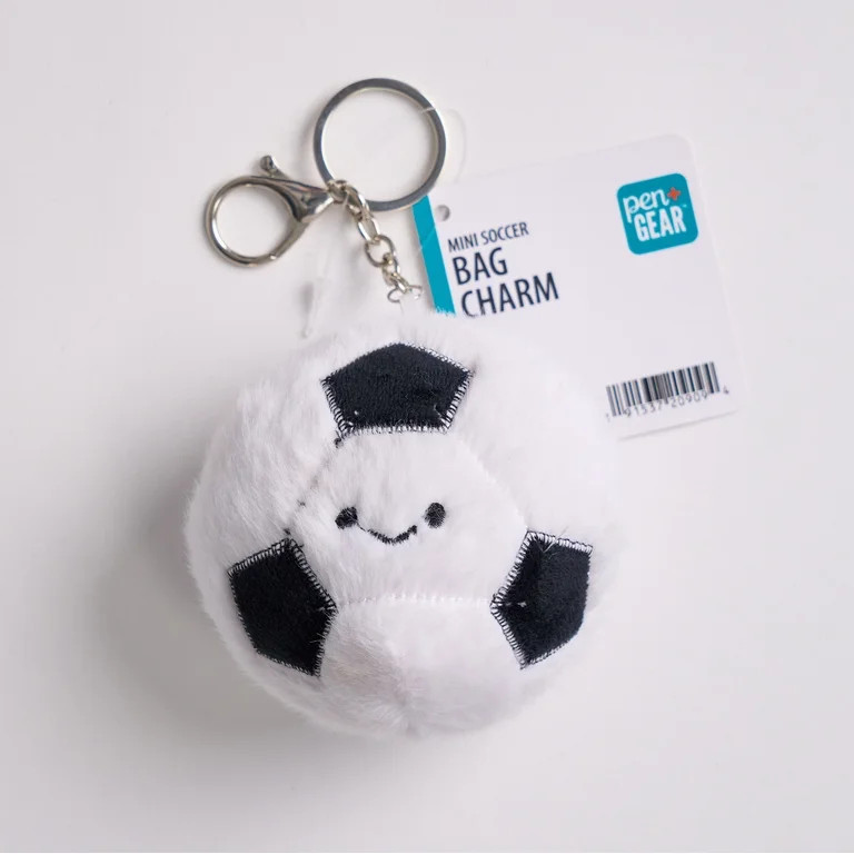 Pen+Gear Soccer Mini Plush Bag Charm, Black with White | Walmart (US)