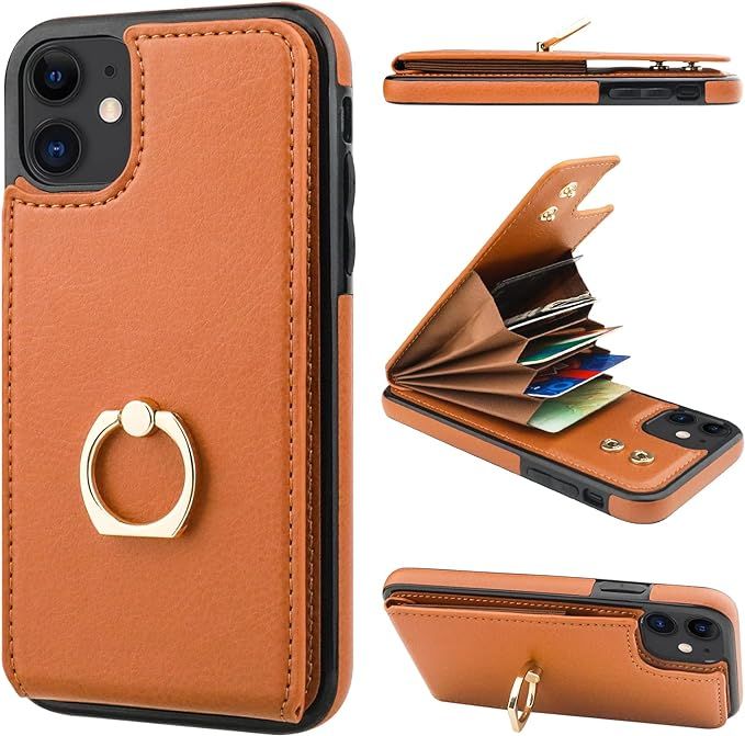 Folosu Compatible with iPhone 11 Case Wallet with Card Holder, 360°Rotation Finger Ring Holder K... | Amazon (US)