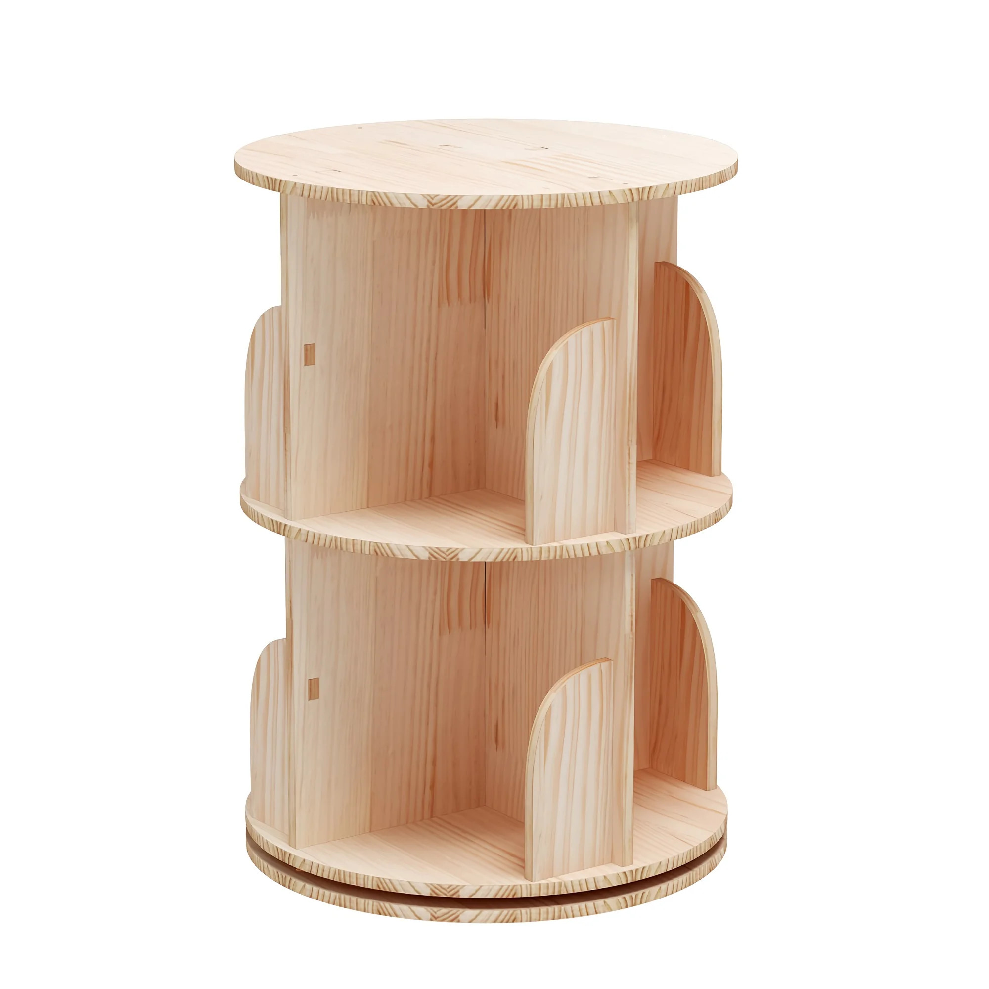 2-Tier Solid Wood Rotating Bookshelf for Home & Office, Stackable 360° Organizer (Beige)- All ag... | Walmart (CA)
