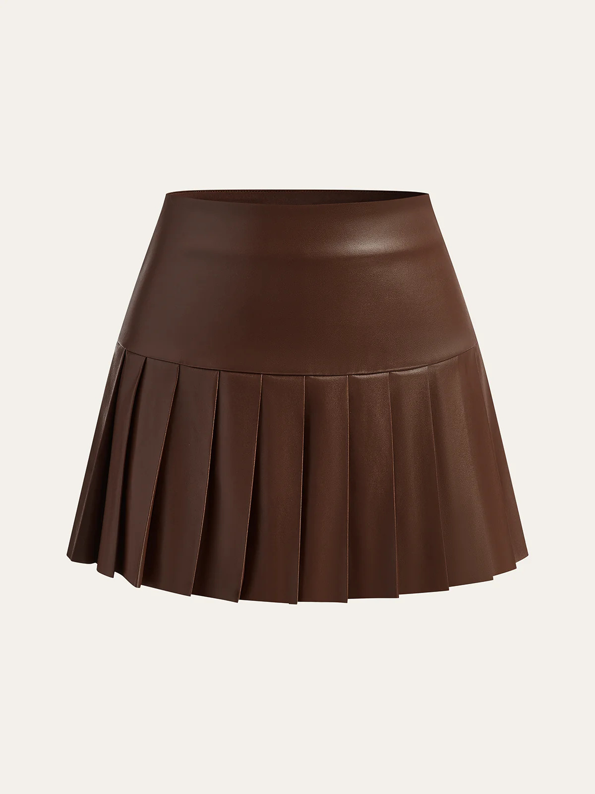 Faux Leather High-Waist Pleated Mini Skirt | Commense