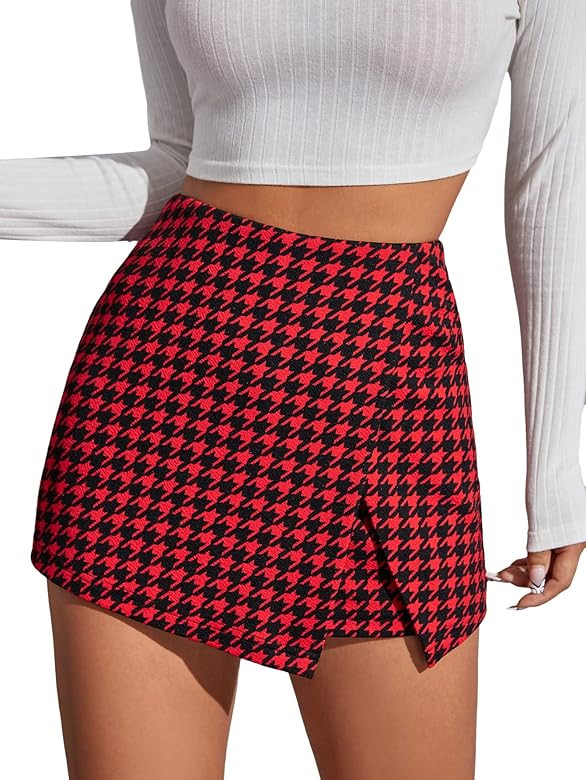 Milumia Women's Asymmetrical Wrap Skirts High Waisted Slit Hem Skort Shorts | Amazon (US)