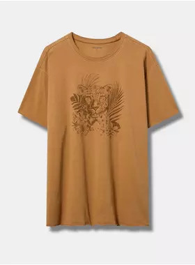 Leopard Palms Relaxed Heritage Jersey Raw Edge Tee | Torrid (US & Canada)