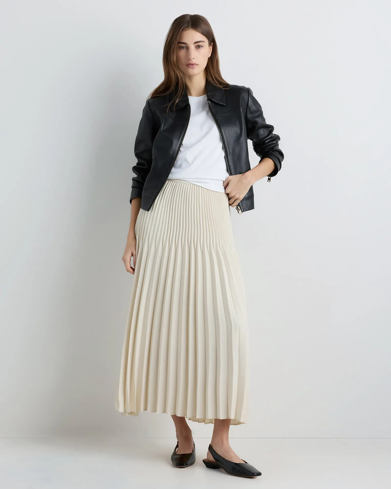 Pleated Matte Midi Skirt | Quince