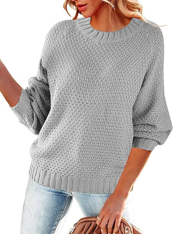 Aoysky Womens Chunky Knitted Pullover Sweater Oversized Crewneck Baggy Slouchy Jumper Tops | Amazon (US)