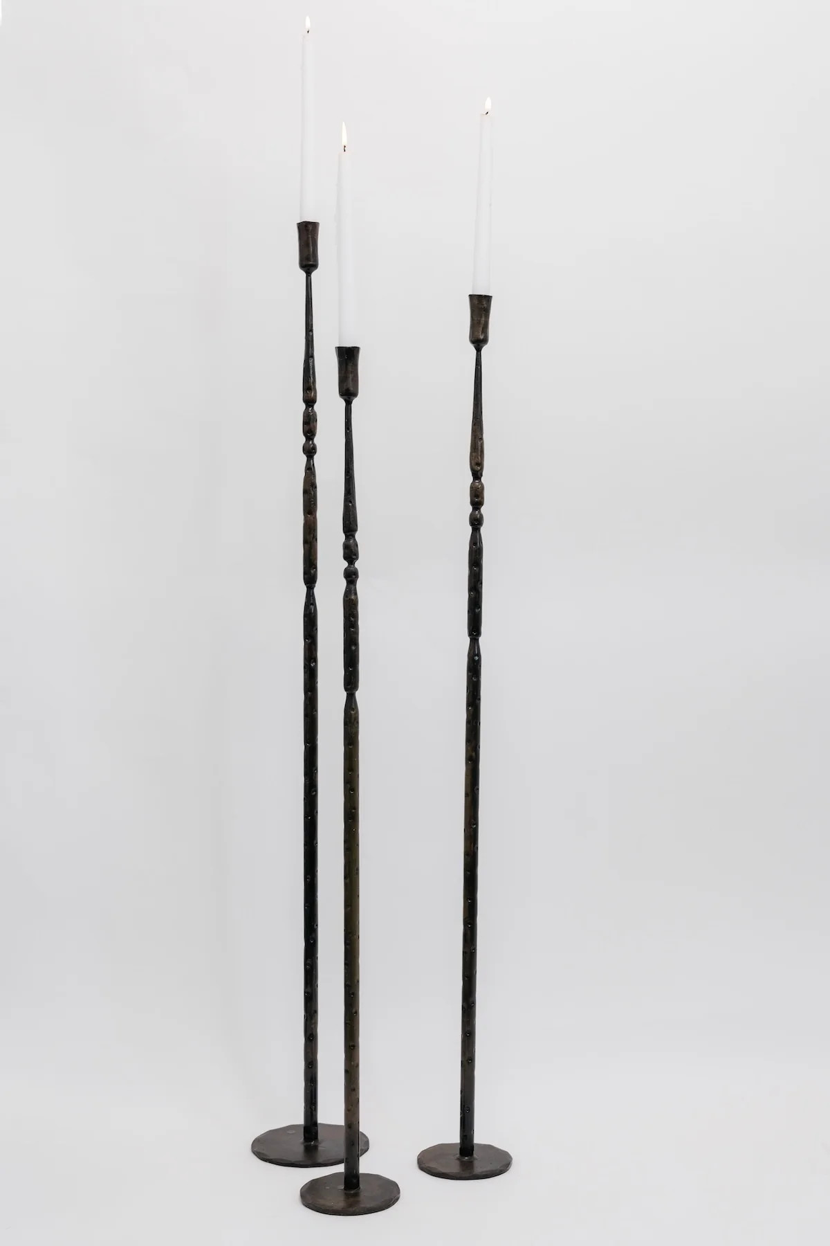 Adrienne Forged Iron Taper Candle Holders - Set of 3 | THELIFESTYLEDCO