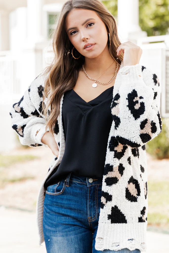 Picture Purrfect Cream White Leopard Cardigan | The Mint Julep Boutique