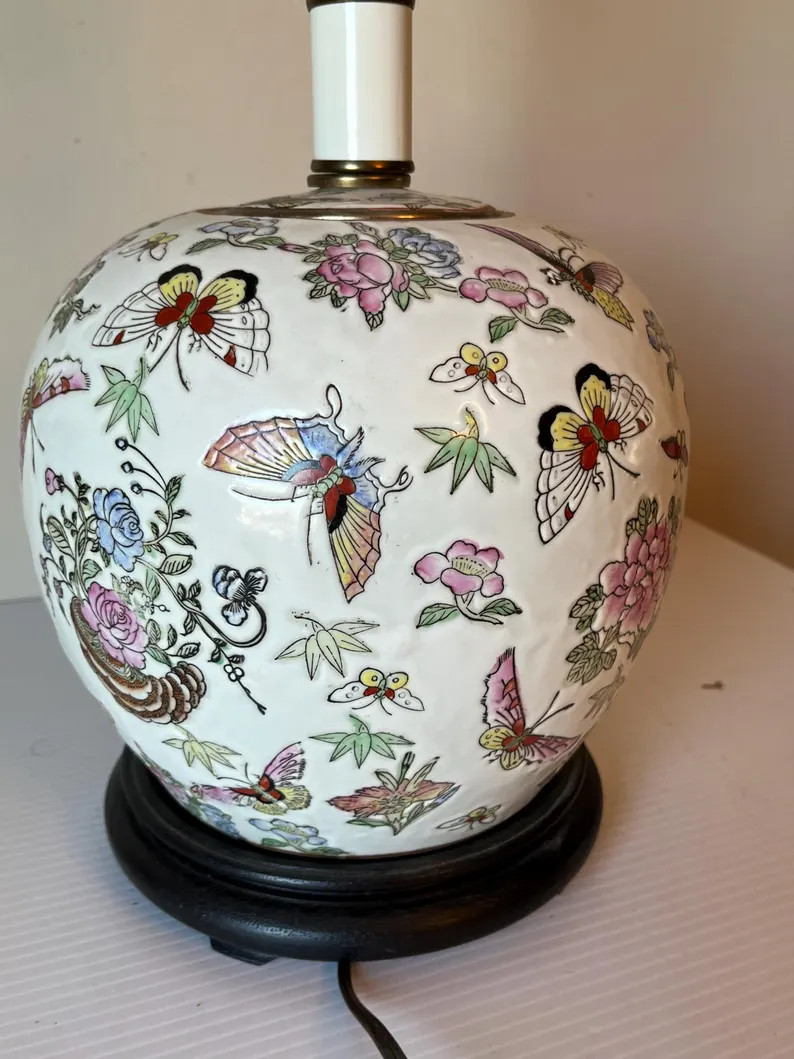 Vintage Butterfly Chinoiserie Lamp, Mid-century Lighting, Floral Table Lamp, Unique Home Decor - ... | Etsy (US)
