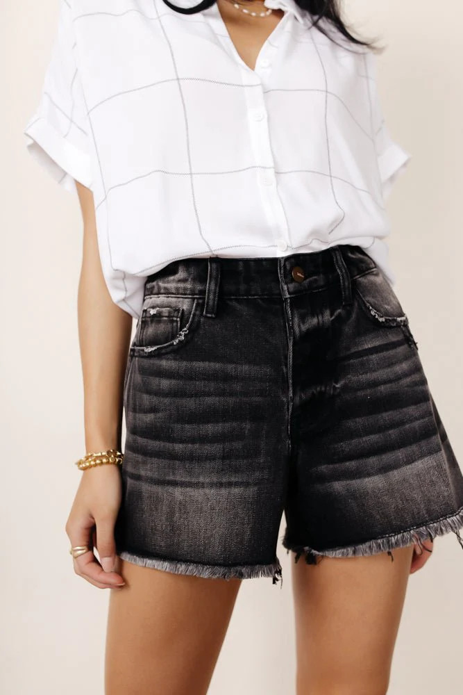 Raelynn Denim Shorts In Black - böhme | Böhme US
