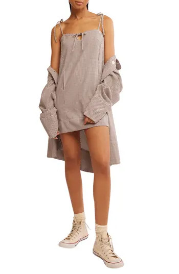 Free People Arlo Minidress & Long Sleeve Shirt in Ivory Combo at Nordstrom Rack, Size Large | Nordstrom Rack