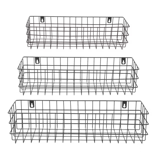 Farmlyn Creek 3 Pieces Black Wall Mounted Wire Baskets, Hanging Organizers for Kitchen Storage, A... | Target
