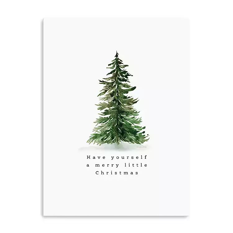 New! Merry Christmas Watercolor Tree Canvas Print | Kirkland's Home