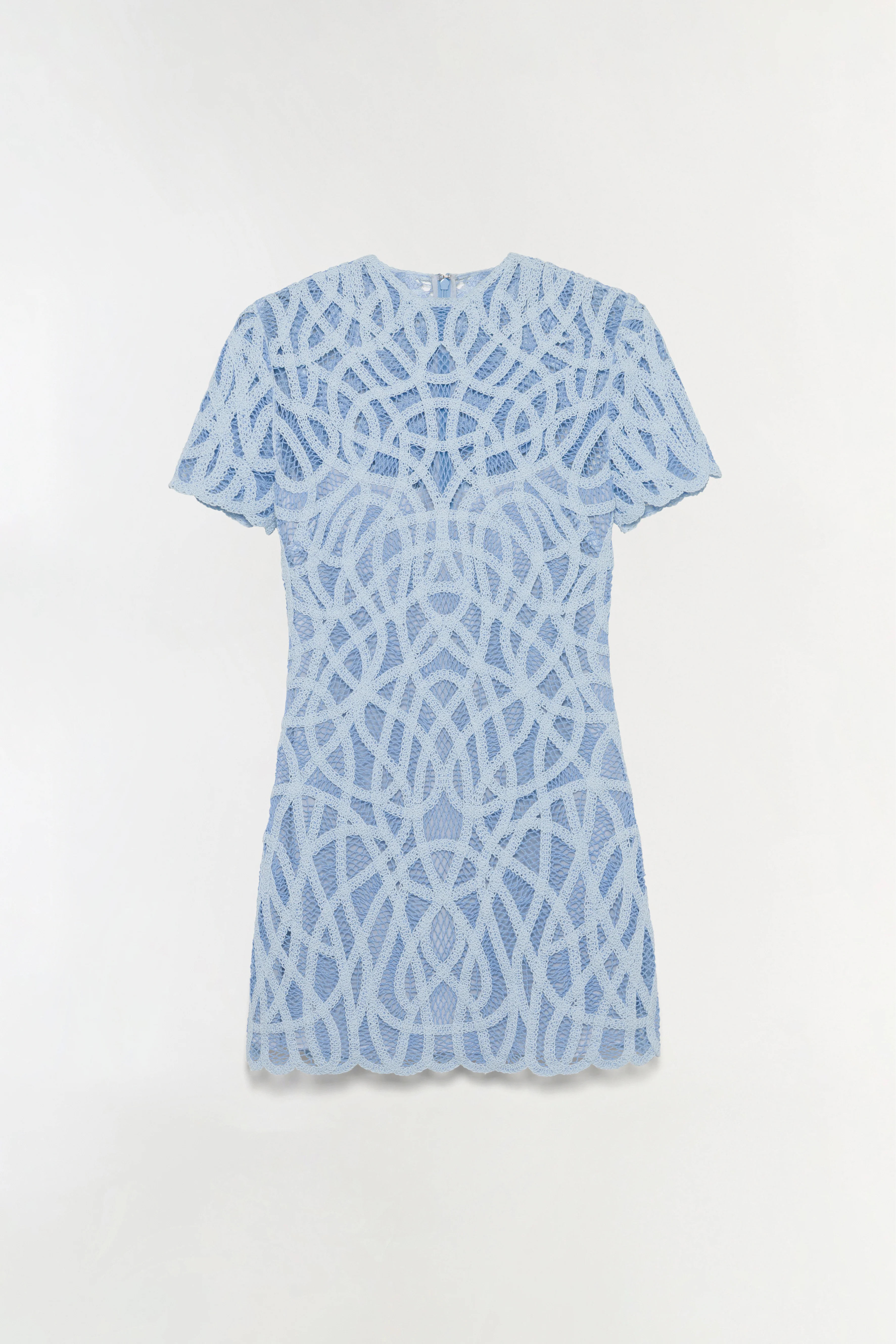 SIMKHAI Women's Short Sleeve Desiree Macrame Mini Dress in Periwinkle Multi, Size Small | Simkhai