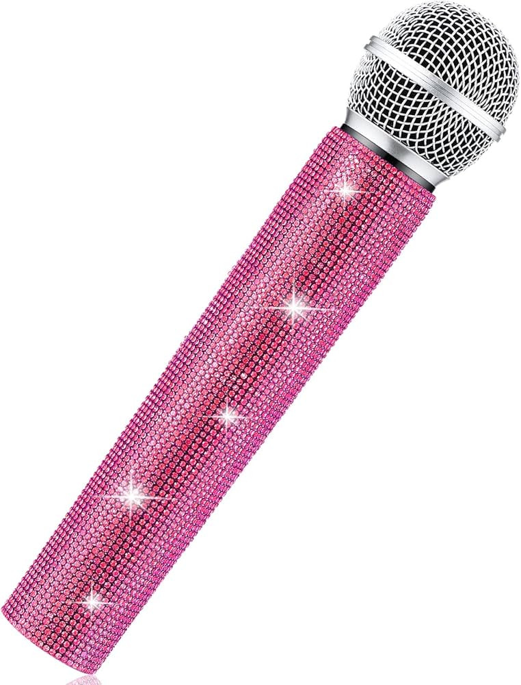 Sanwuta Fake Microphone Prop Halloween Microphone Sparkly Bling Rhinestones Plastic Play Micropho... | Amazon (US)
