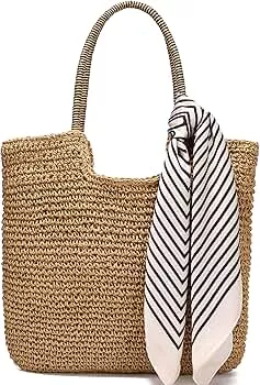 .com: Cabilock Wicker Woven Basket Straw Bag Fashion Tote Shoulder Bag  Handbag Handmade Straw Hand Woven Shopping Basket Beach Fruit Bread Tote Bag  Wedding Flower Baskets : Clothing, Shoes & Jewelry