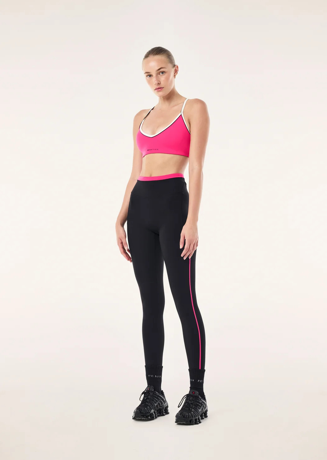 RAPID POCKET FULL LENGTH LEGGING IN BLACK & COSMO PINK | P.E Nation AU