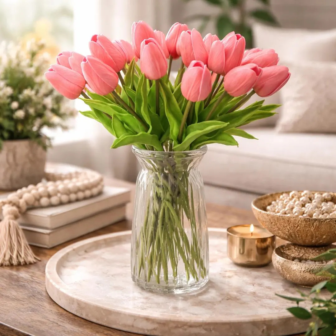 Real Touch Tulip Flowers, Set of 10 Stems, Lifelike Faux Tulips for Spring Decor, Neutral Luxury ... | Etsy (US)