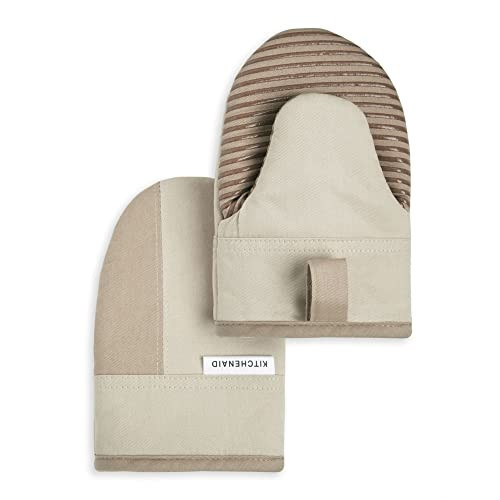 KitchenAid Beacon Two-Tone Non-Slip Mini Oven Mitt Set, Milkshake/Beige, 5.5"x8", 2 Piece | Amazon (US)