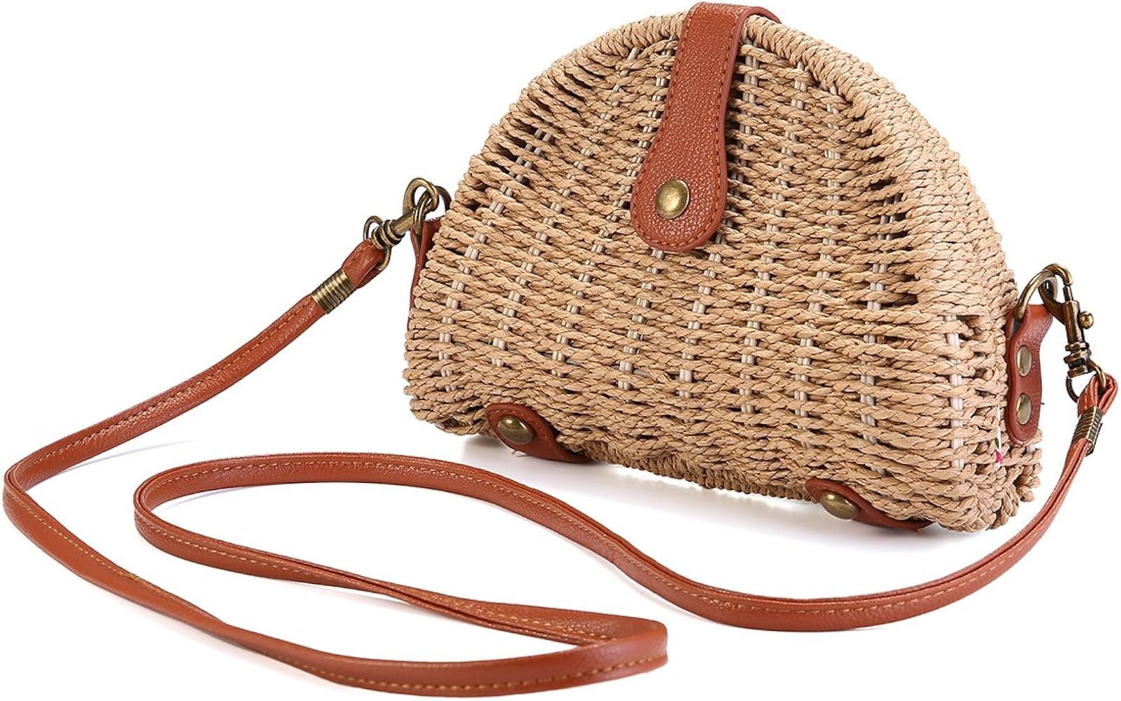 Crossbody Straw Bag, JOSEKO Womens Straw Handbag Shoulder Bag for Beach Travel and Everyday Use | Amazon (US)