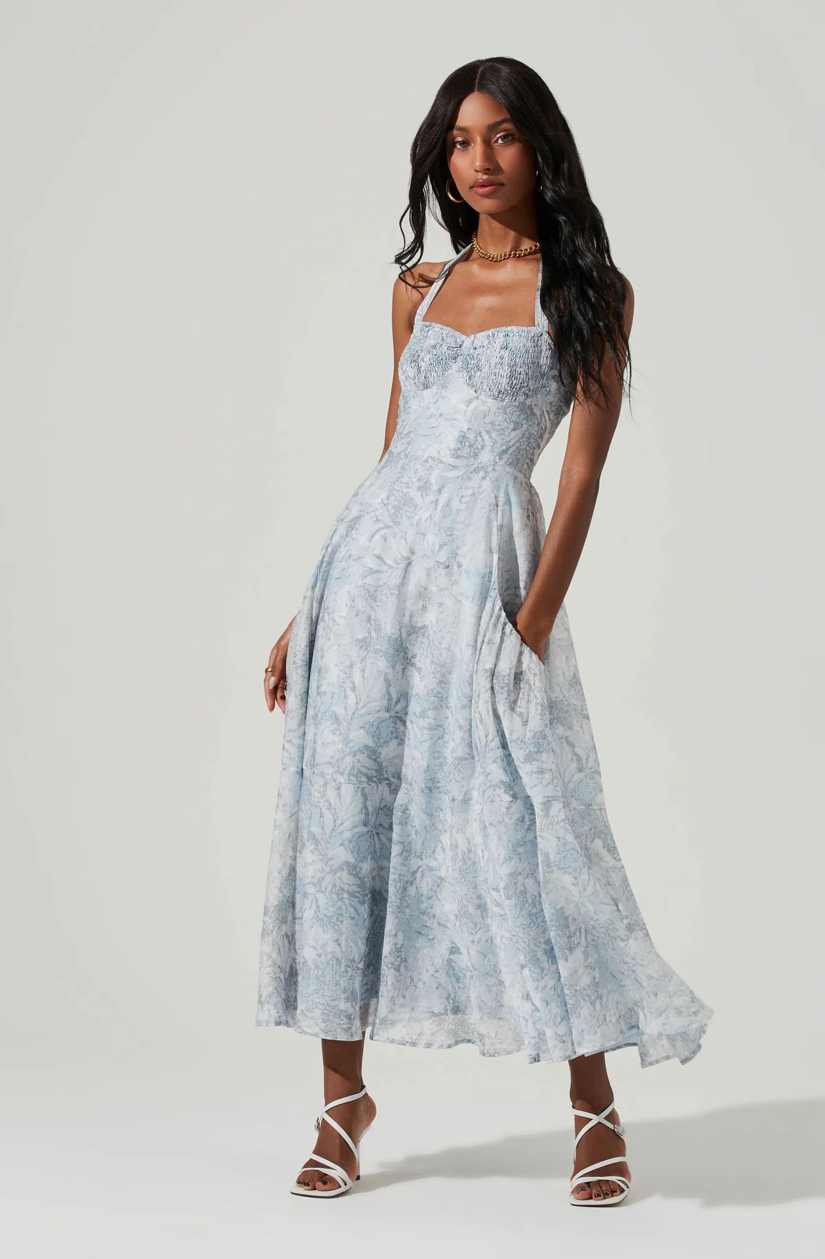 Mariella Floral Halter Midi Dress | ASTR The Label (US)